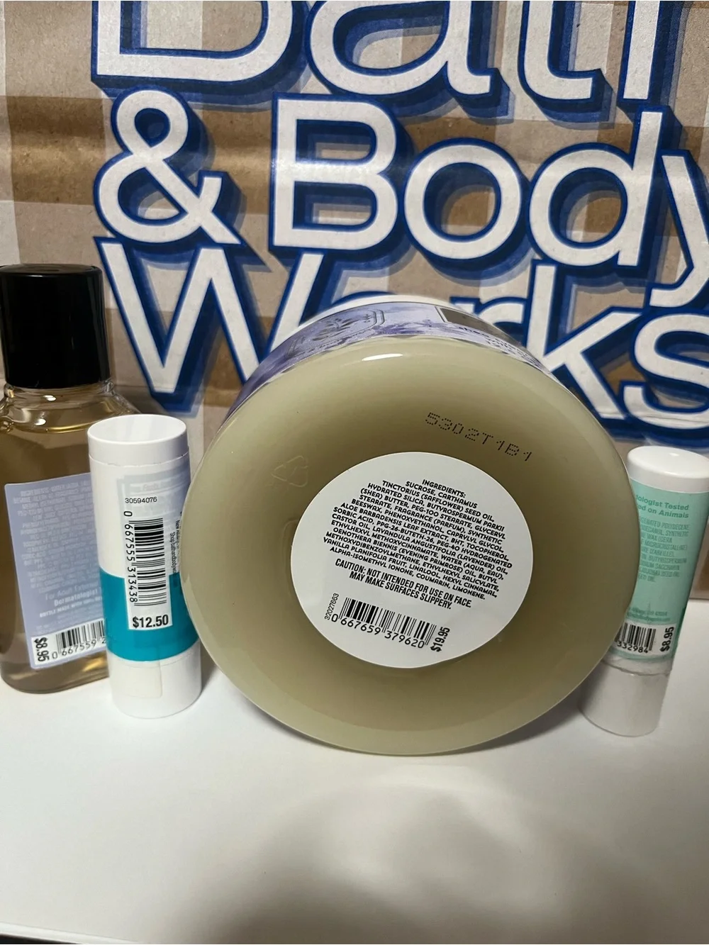 Bath & Body Works Lavender Vanilla Shea Sugar Body Scrub body care and lip set